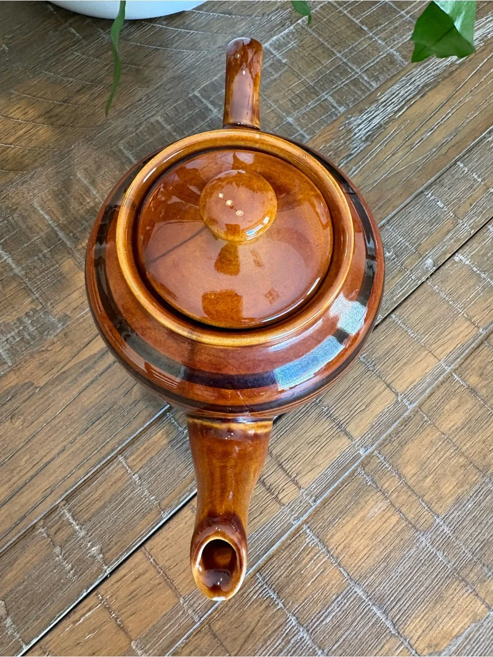 Rusty Orange Glazed Ceramic Teapot, approx 5”
